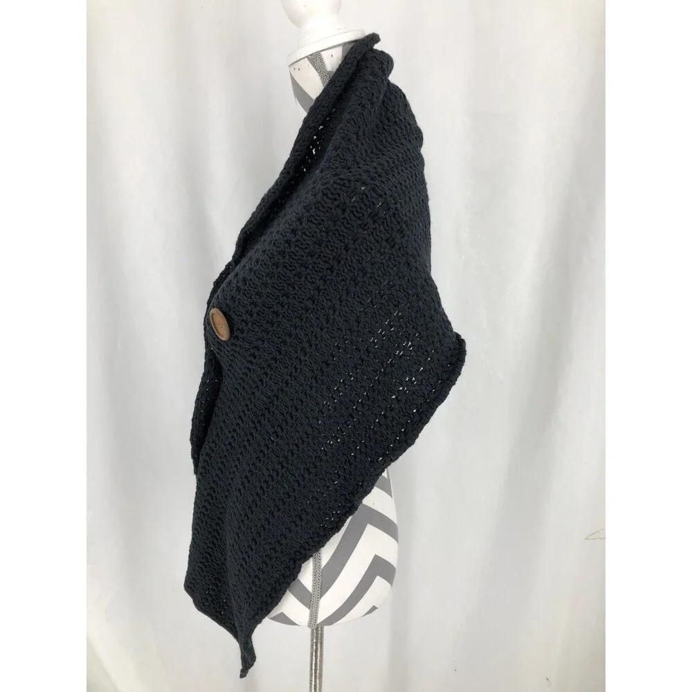 Soma The Night in Fireside Shoulder Wrap Shawl Black 3 Button NWT